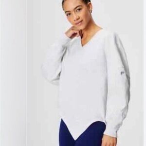 Fabletics Forever Fleece Asymmetrical Long Sleeve Heather Gray Sweatshirt